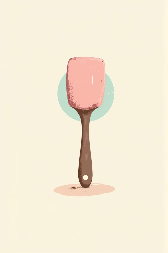 Create a bakery logo with a pink beige and turquoise muddy spatula 
