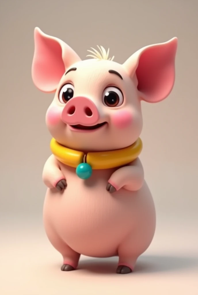 Pig with plastic collar animated without background