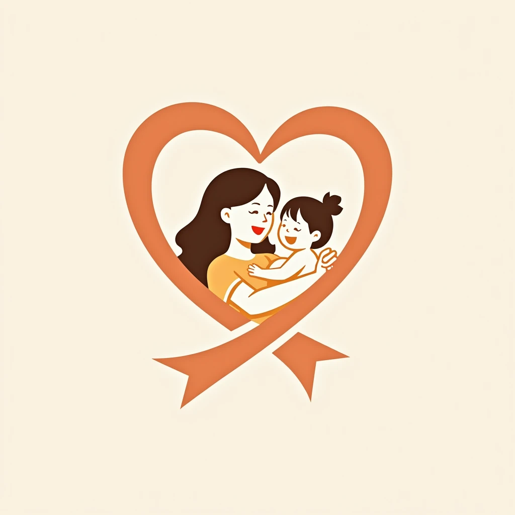 Excellent design sense by top designers、Please create a logo for the Japan Breast Milk Promotion Organization.、Heart shaped ribbon、Smiling mother and baby