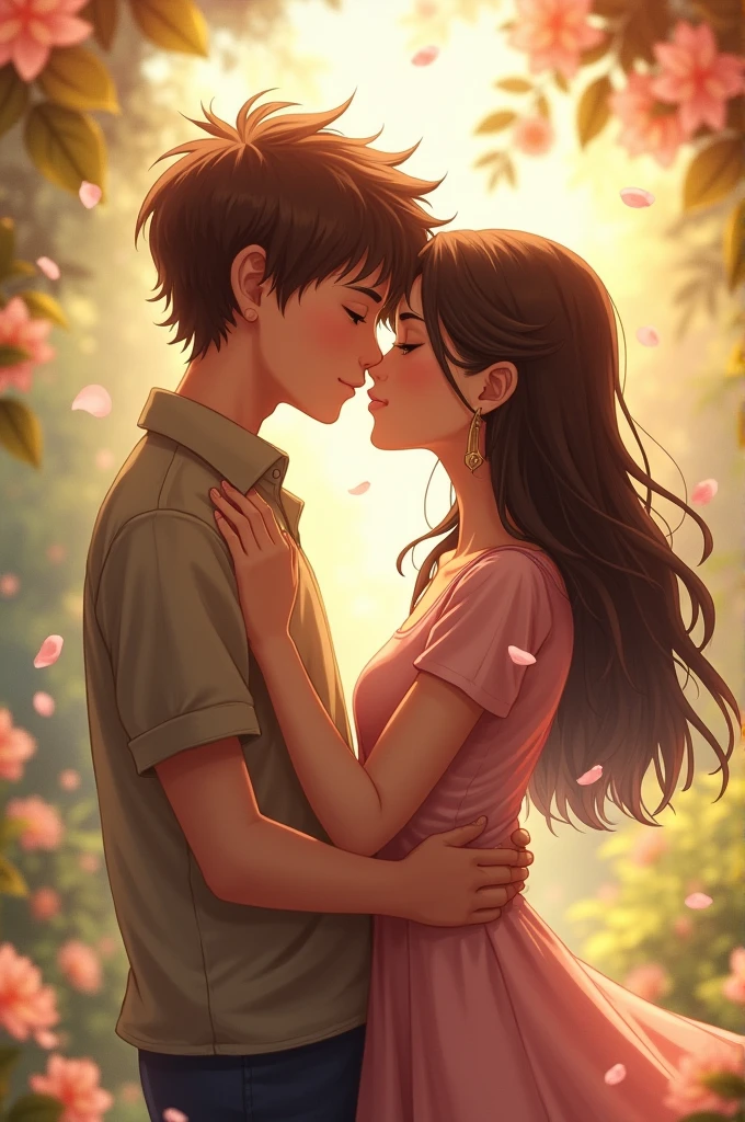 Boy girl kissing photo