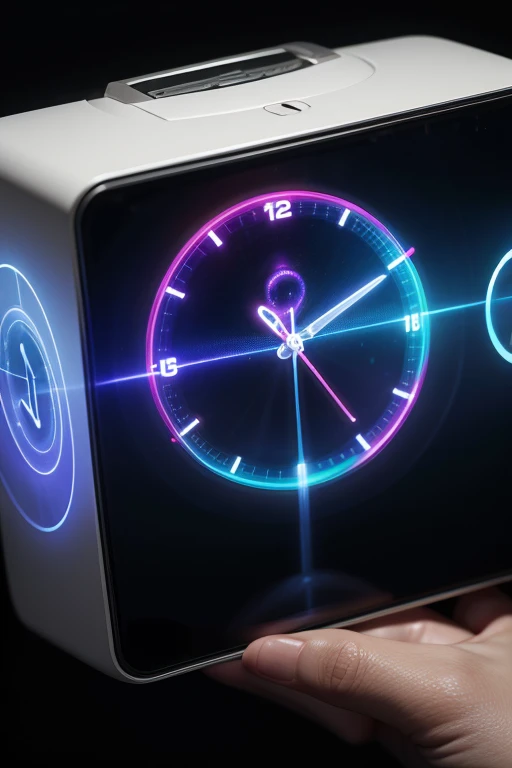 A hologram showing the time