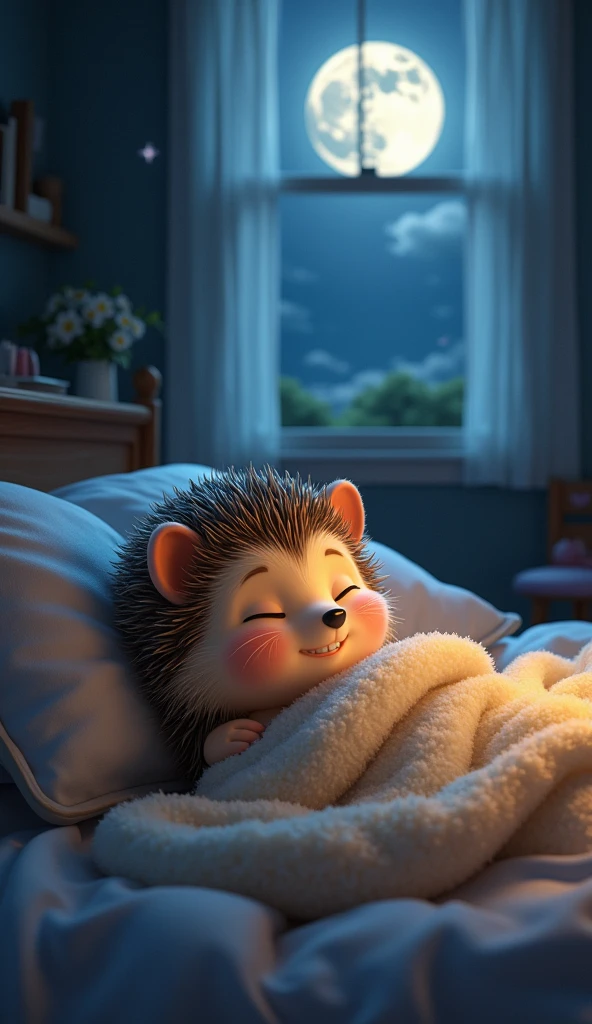 night、harry the hedgehog sleeps peacefully in his soft bed。The soft moonlight shines through the window、The room is silent..。harry'S is毛布にくるまれていた.、With a smile of relief、Get a good night's sleep。
harry's's dream was a normal pleasant dream..。wide々Running around the steppe、Share tasty treats with friends、心温まる光景がwideがります。The moonlight illuminated harry'Relaxed face.、that'S is、I feel like I'm surrounded by happiness even in my dreams.。nightは静かに流れ、harry was sleeping peacefully、surely、You'll know that tomorrow will be a wonderful day..。