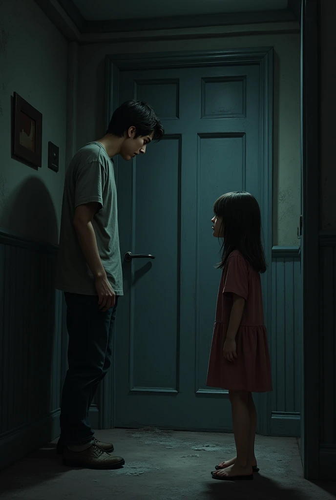 Create image of boy look at girl she leave the boy now boy was sitting on chair and looking at girl
