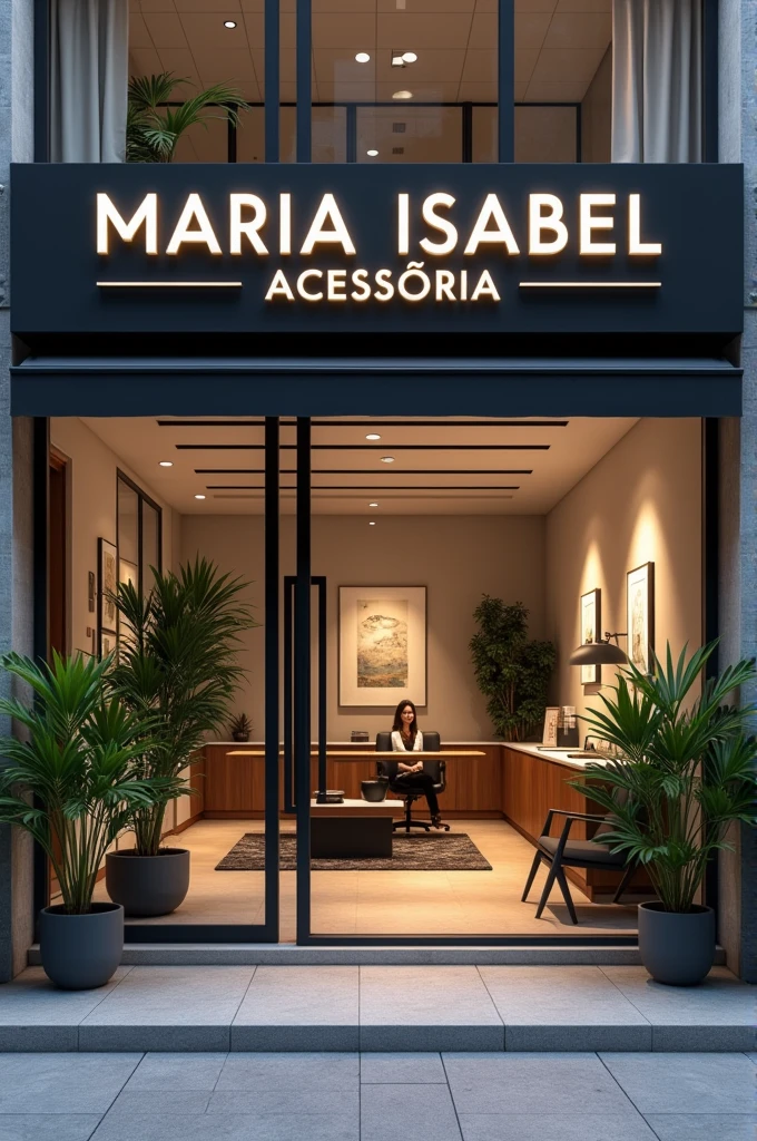 office with sign saying Maria Isabel Acessória
