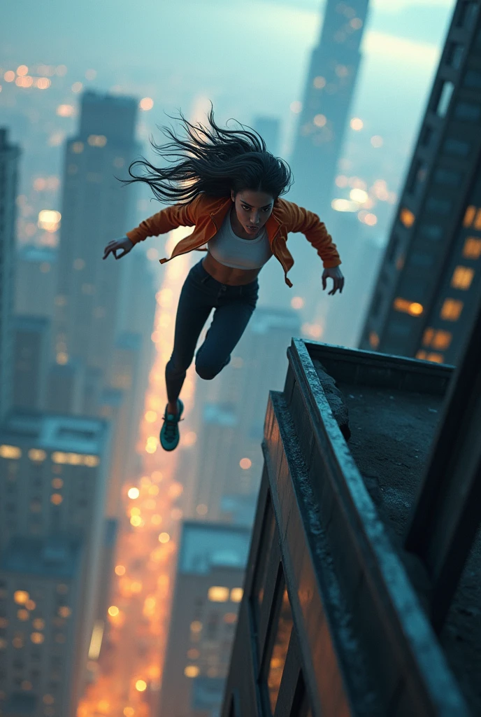 Lula jumping from a building