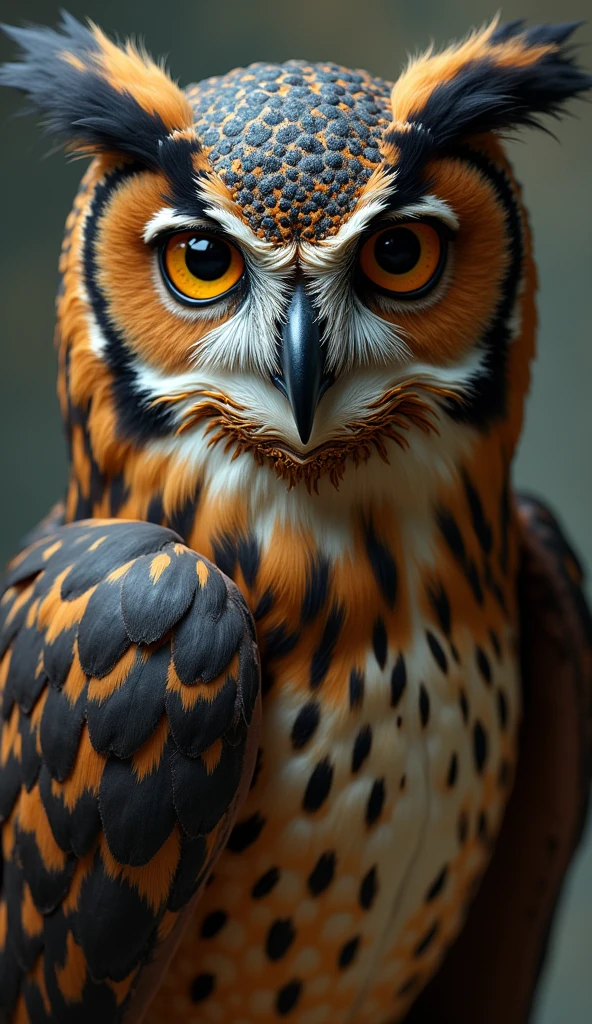 beauty, , owl, Anthropomorphic, big: 1.3, Slim Abs: 1.1, Dark brown hair, Ultra detailed face, Detailed lips, Detailed eyes, double eyelid