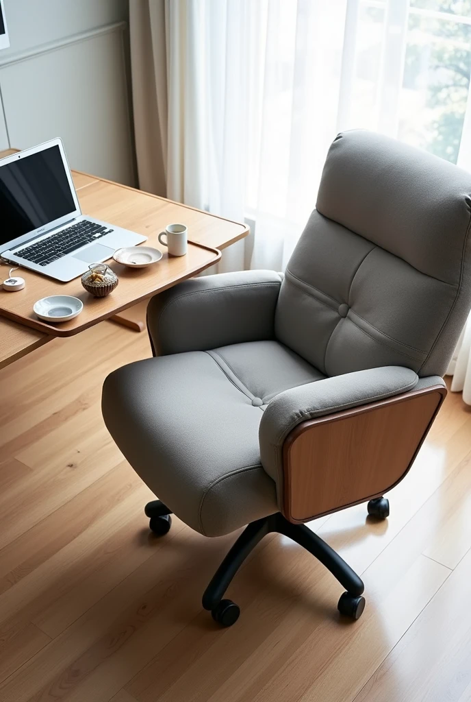 An armchair for meals, that has an armrest with a tray for the dishes, very comfortable, for office, It has to be a practical armchair, to make meals, with the tray on your lap