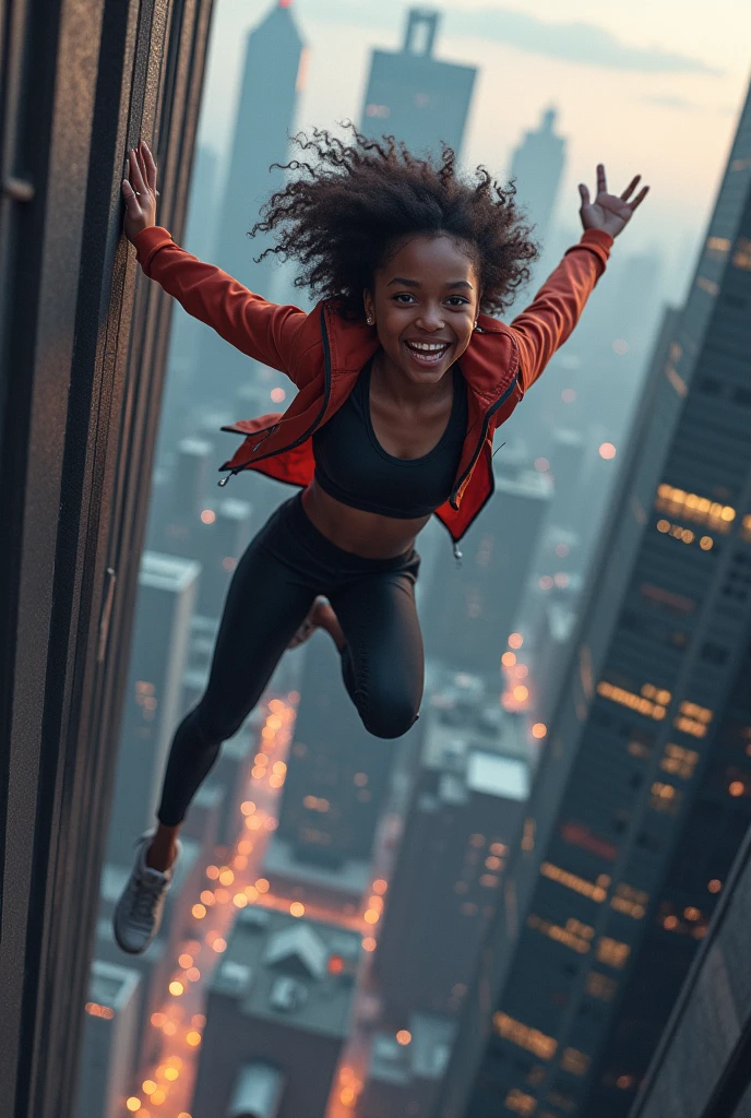 Lula jumping from a building