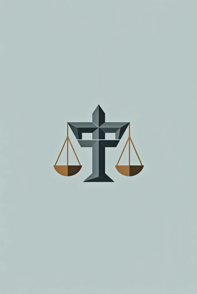 Combine and overlap and merge the letter: F with the scales of justice. Create a formal logo. Modern look. solid color background. Geometric figure. 
