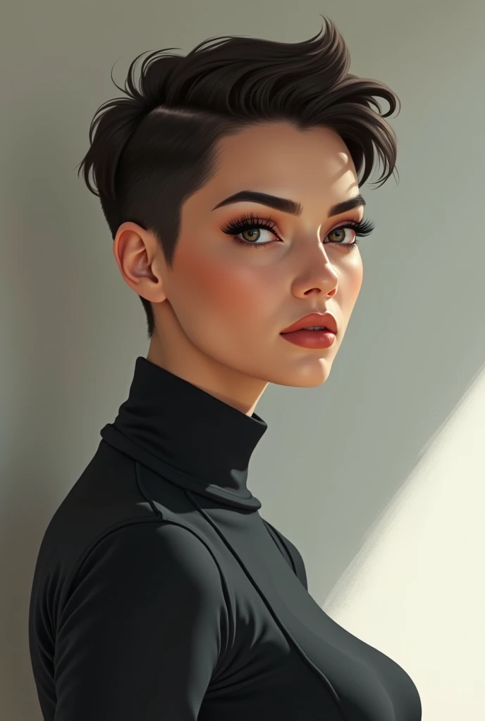 Woman with a big  and short hair