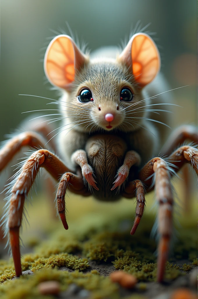 A spider with a mouse face 
