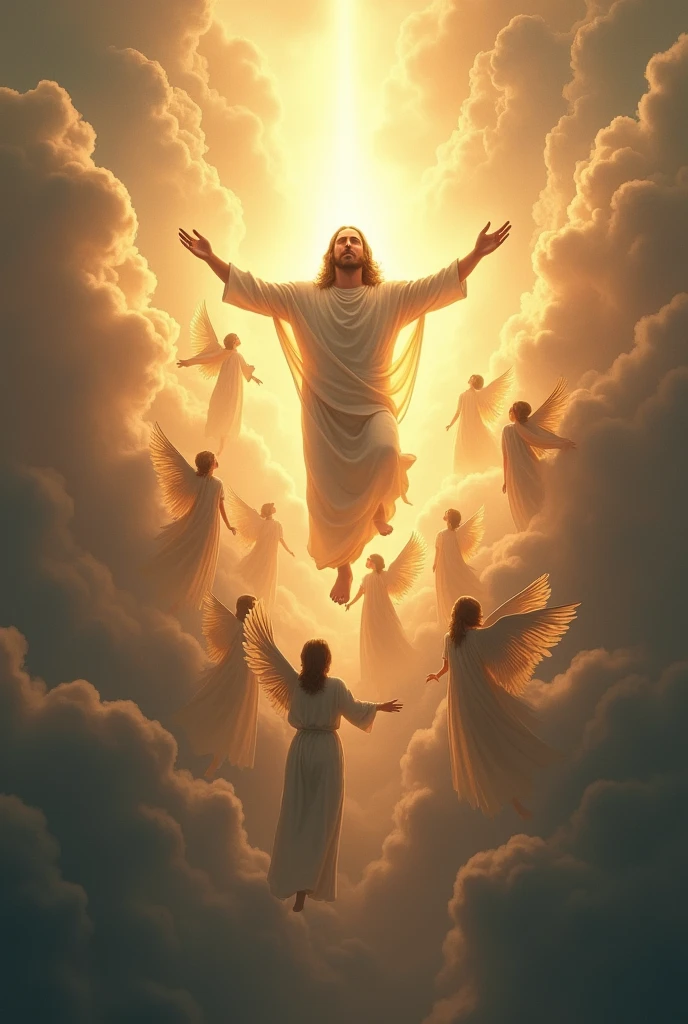 Jesus Christ rapturing the chosen ones.