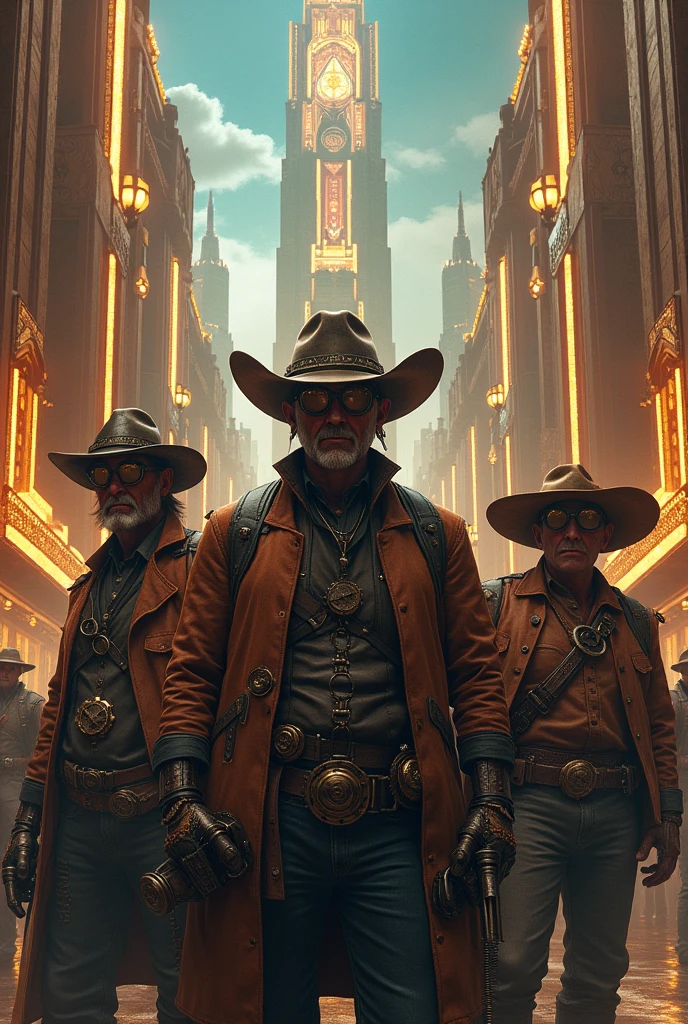 steam punk western bandits with art deco setting