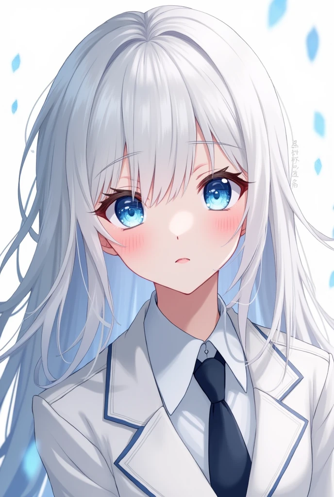 アニメ, Youngh, , blue colored eyes, White hair, stylish
