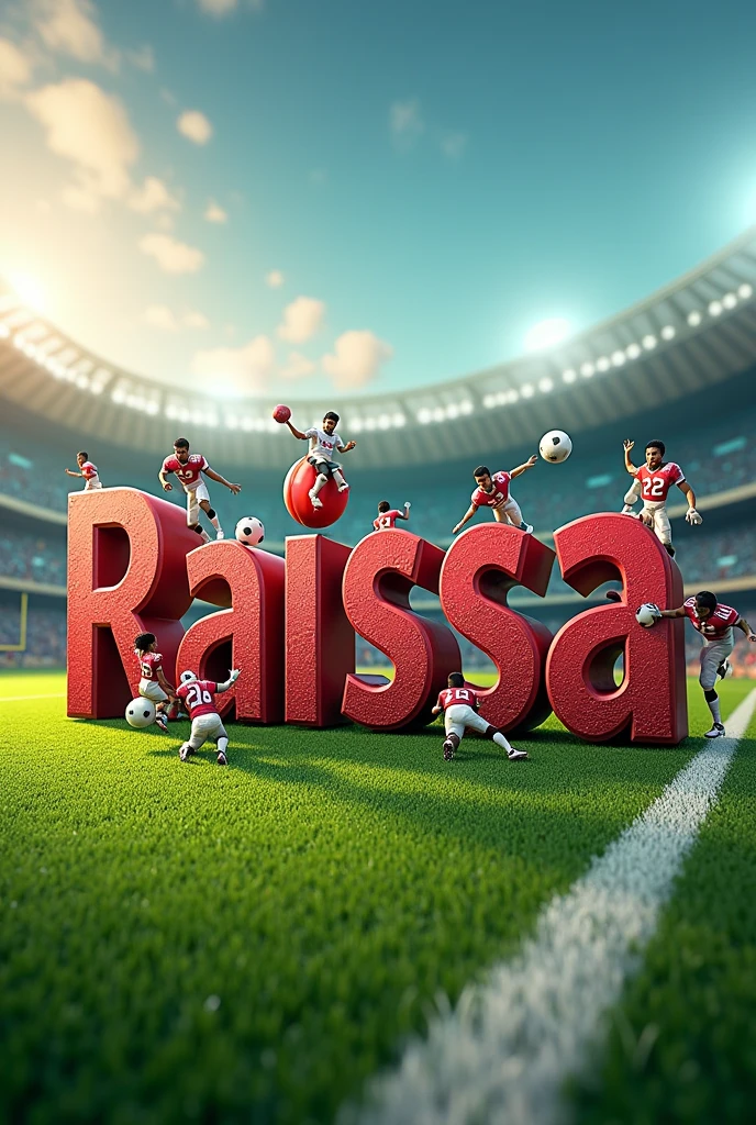 3D Name Raissa with Football Theme
