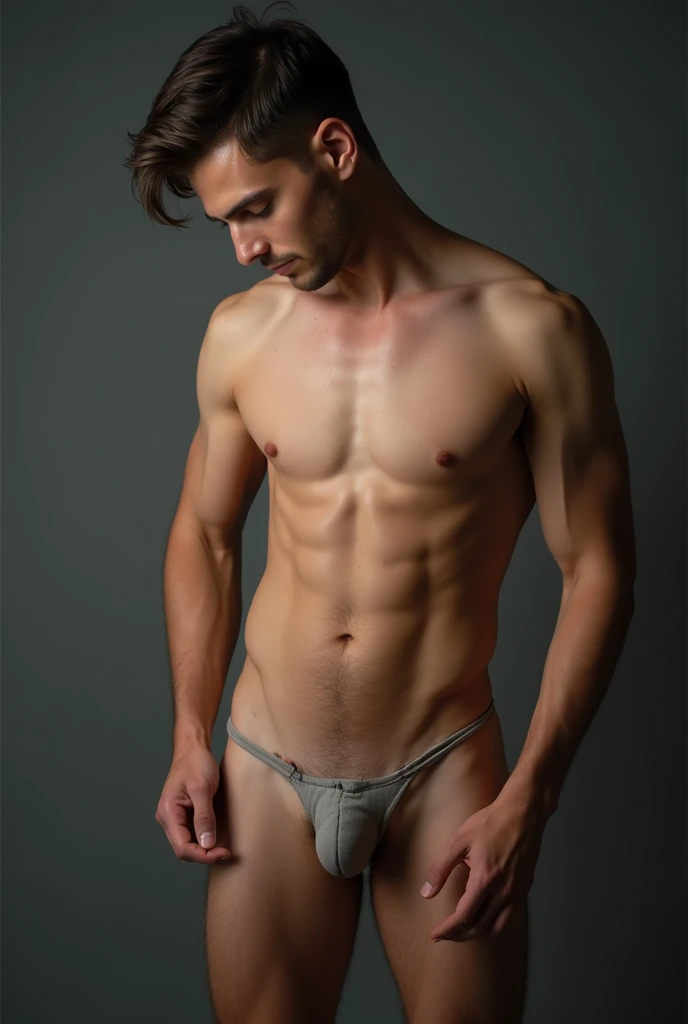Make a picture of a naked man showing his anus.