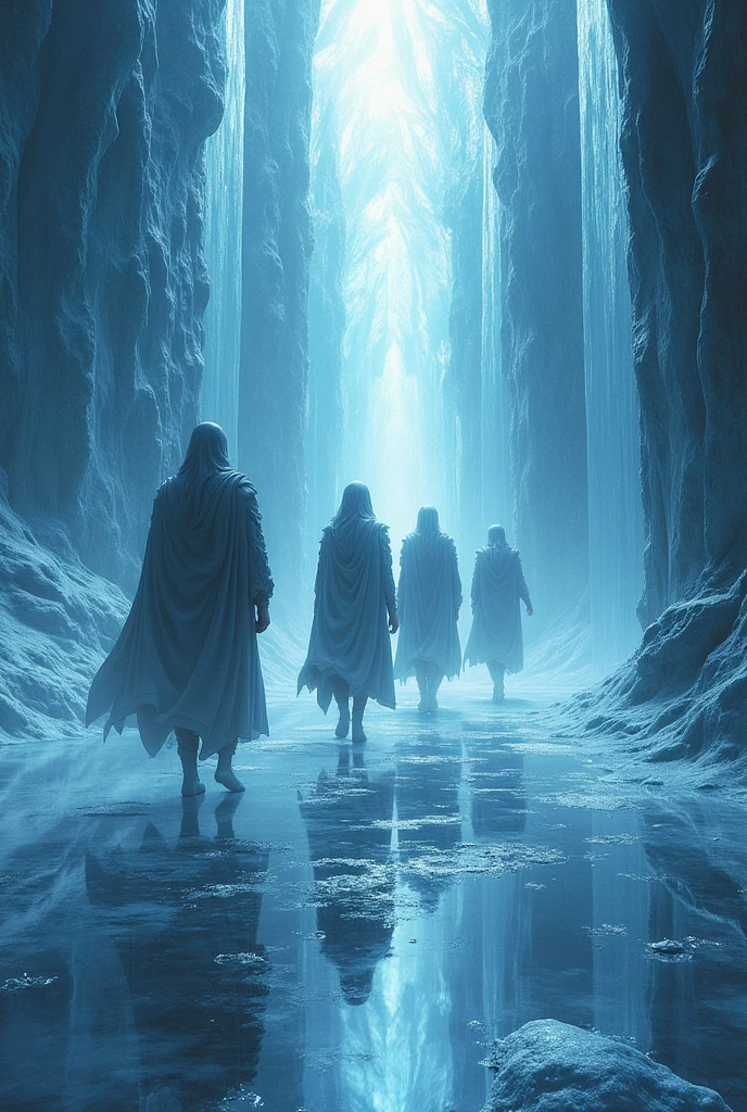 The Test of Eternal Light : A scene in which the 4 Guardians must cross a labyrinth of frozen mirrors, where each reflection shows a distorted version of themselves. Only a mystical light guides them to the exit.