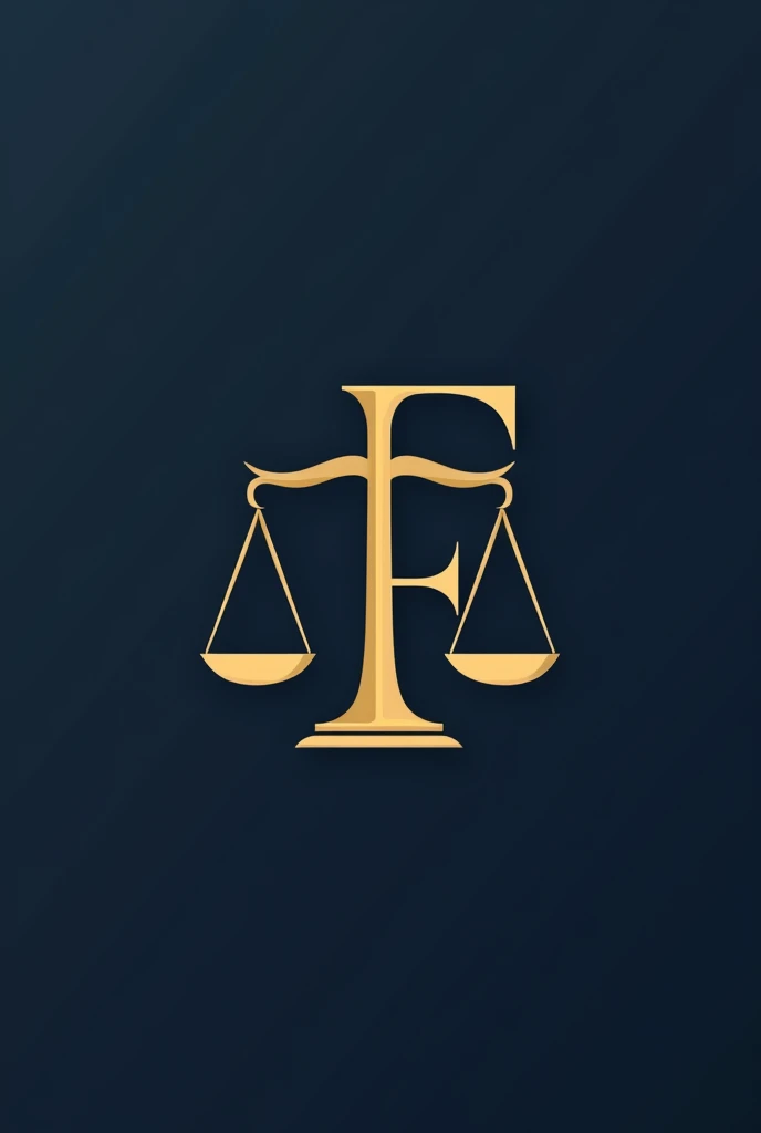 Combine and overlap and merge the capital letter F with the scales of justice. Create a formal and integrated logo. Modern look. solid color background.