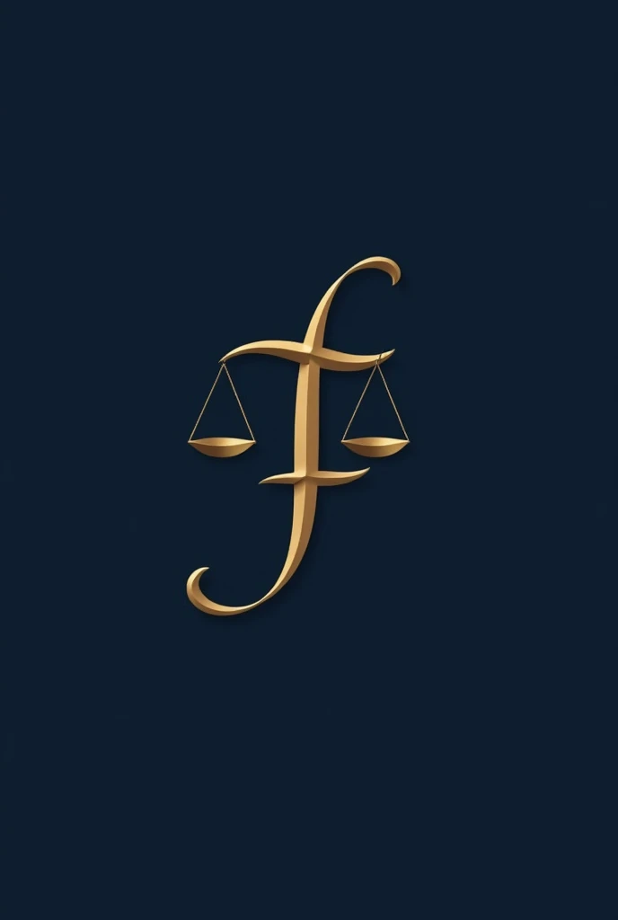 Combine and overlap and merge the capital letter F with the scales of justice. Create a formal and integrated logo. Modern look. solid color background.