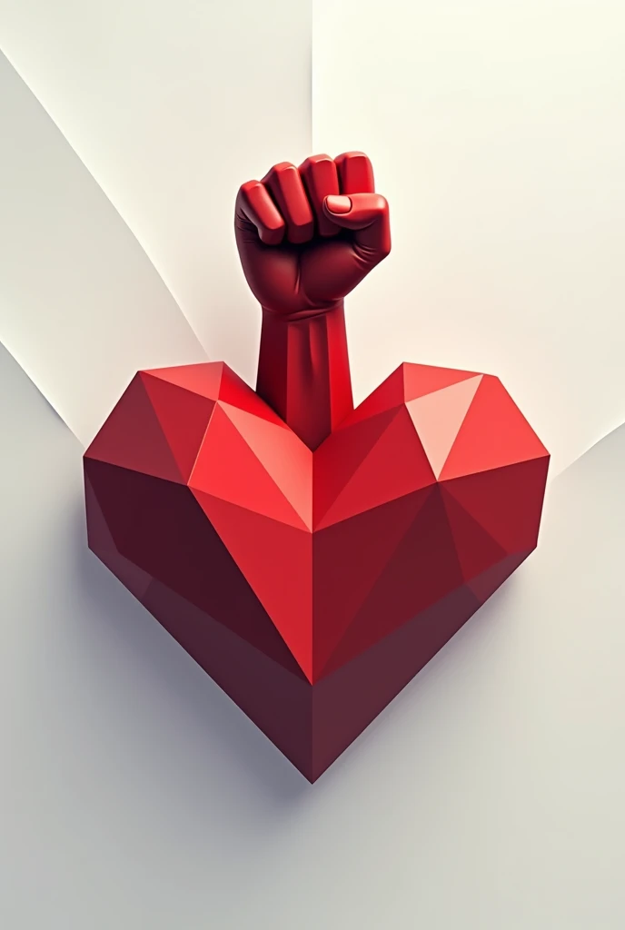 Geometric heart with clenched fist on top