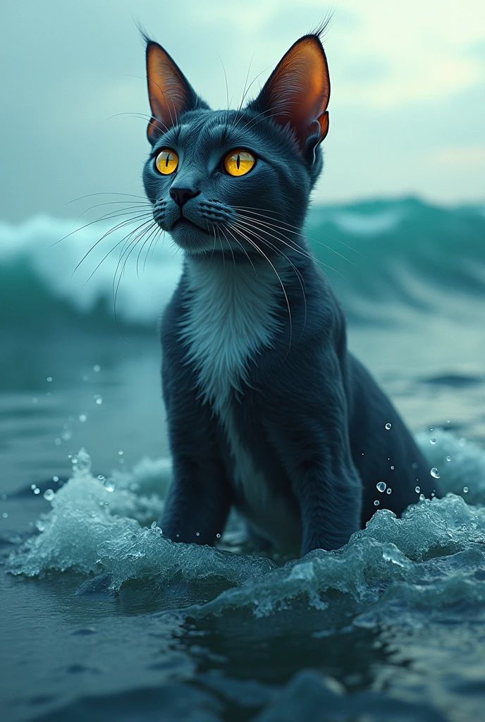 The sea transforming into a cat