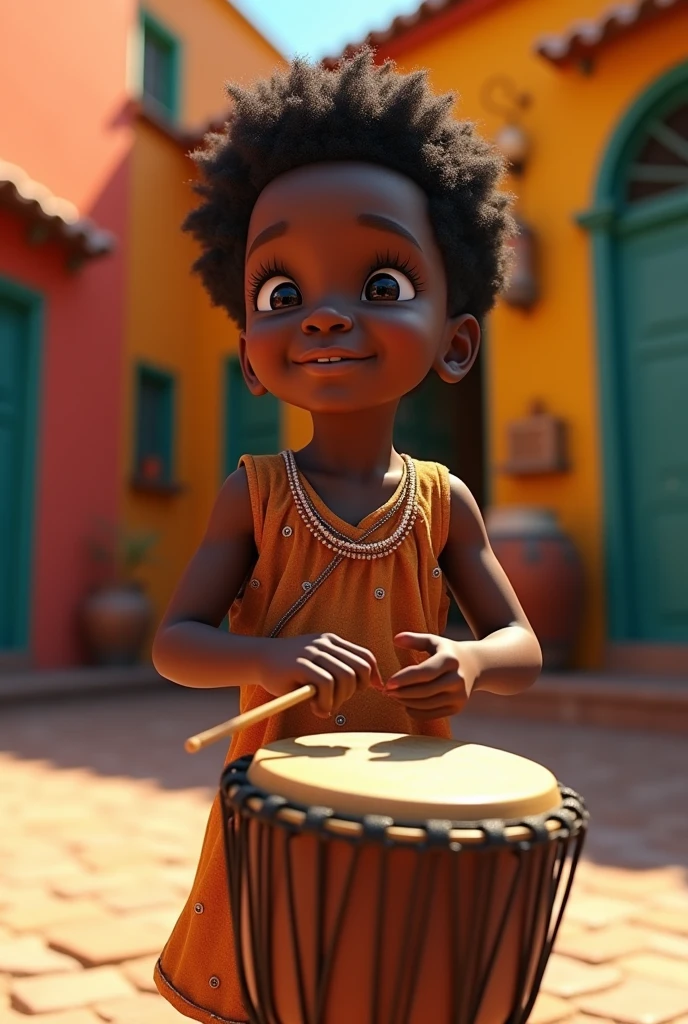 a young boy alone in a courtyard, playing a drum colorfully, wearing traditional afro-haitian clothing, captivating, colorful, bright setting, (best quality,4k,8k,highres,masterpiece:1.2),ultra-detailed,(realistic,photorealistic,photo-realistic:1.37),beautiful detailed eyes,beautiful detailed lips,extremely detailed eyes and face,longeyelashes,1boy,chiaroscuro lighting,vibrant colors,dynamic composition