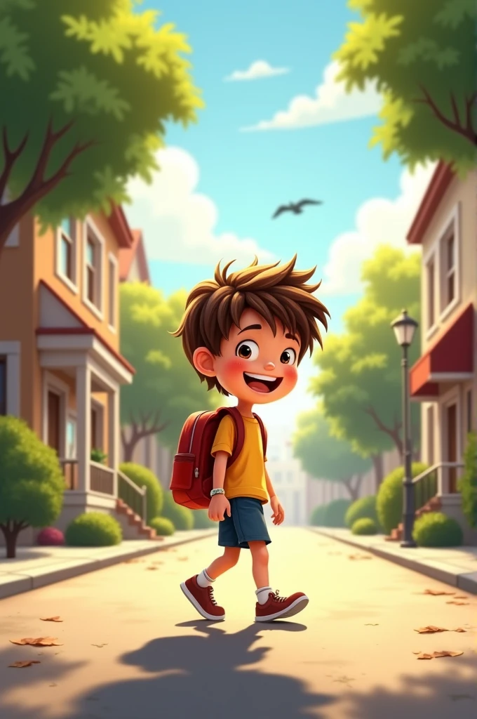 A boy going to school