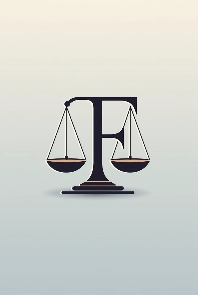 Combine and overlap and merge the letter F with the scales of justice. Create a formal logo. Modern look. solid color background. law firm
