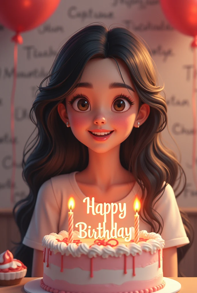 ((best quality)), ((masterpiece)), (detailed), perfect face
Cute pretty good girl happy birthday Infront of cake .into the cake HAPPY BIRTHDAY TASIN.background text her name HAPPY BIRTHDAY TASIN