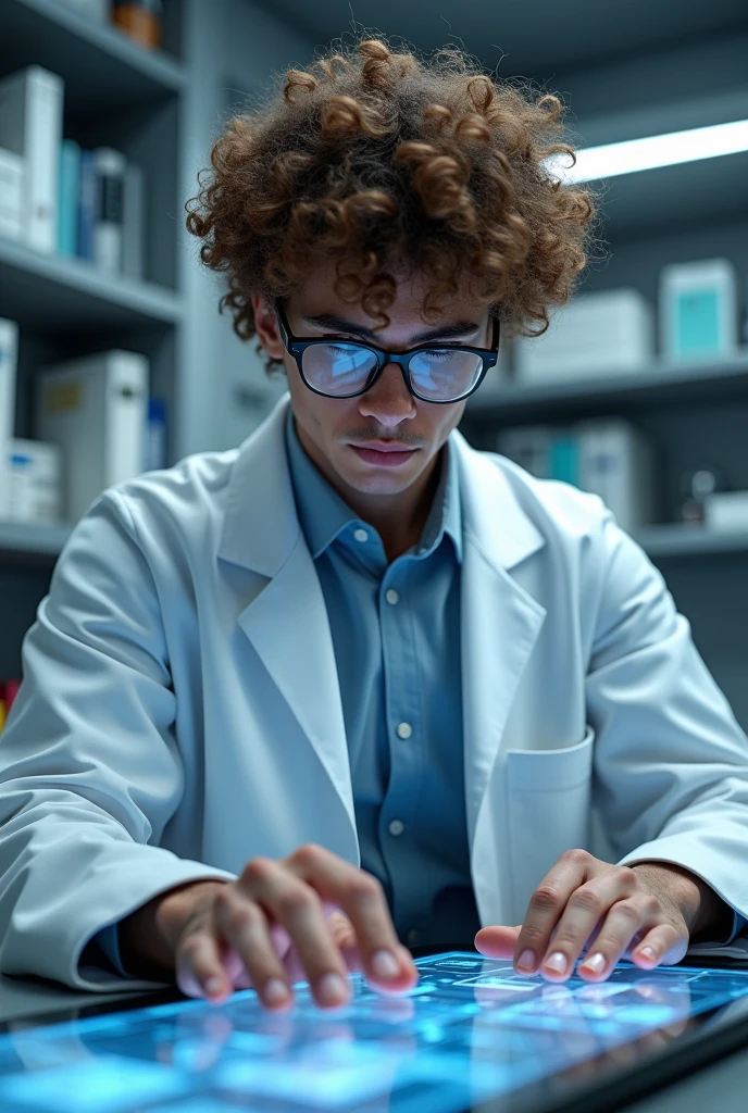 a male biomedical ingenieer curly hair