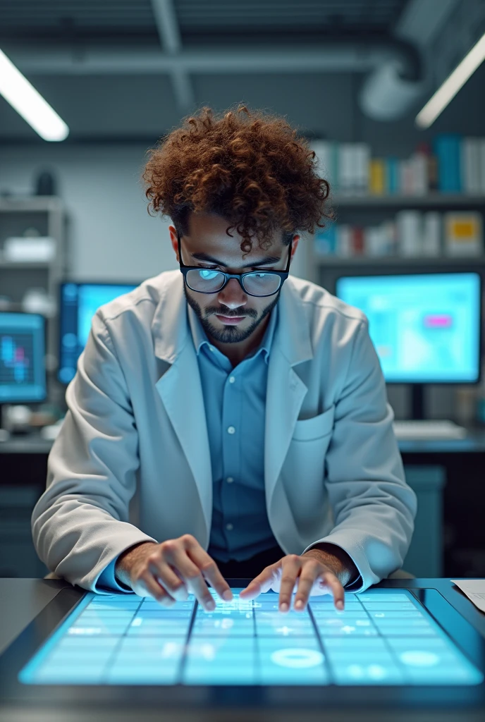 a male biomedical ingenieer curly hair