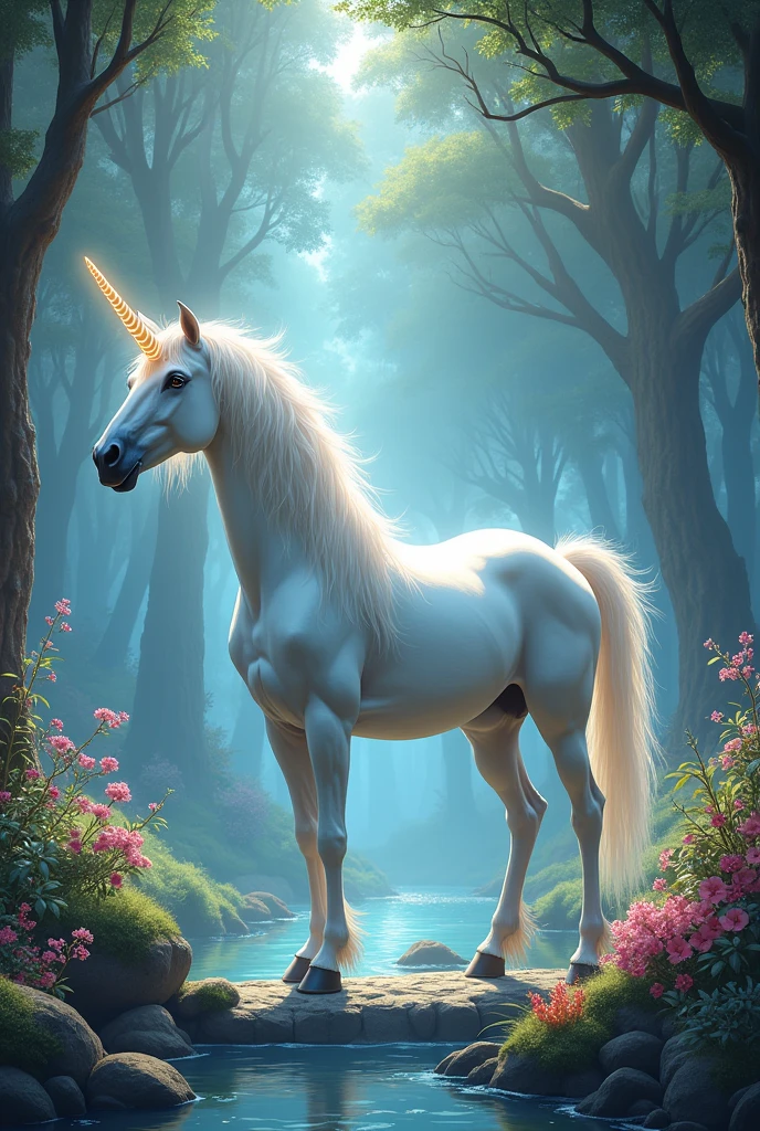 A unicorn in a fantasy world 