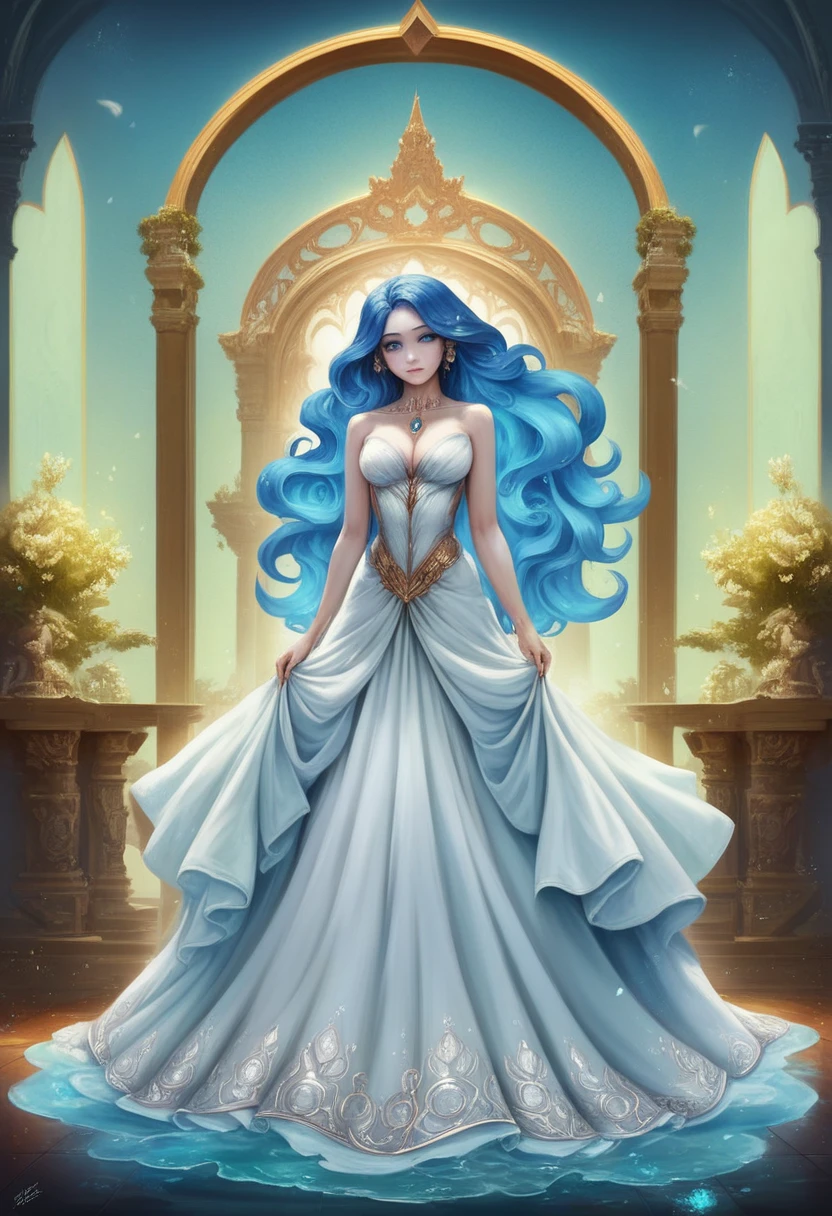 A beautiful water goddess, long flowing blue hair, piercing blue eyes, flawless pale skin, elegant flowing dress, Sonic the Hedgehog, goddess, water spirit, fantasy, magical, ethereal, 1girl, blue hair, blue eyes, pale skin, flowing dress, detailed eyes, detailed face, detailed skin, detailed dress, (best quality,4k,8k,highres,masterpiece:1.2),ultra-detailed,(realistic,photorealistic,photo-realistic:1.37),HDR,UHD,studio lighting,ultra-fine painting,sharp focus,physically-based rendering,extreme detail description,professional,vivid colors,bokeh,fantasy art,digital art,concept art