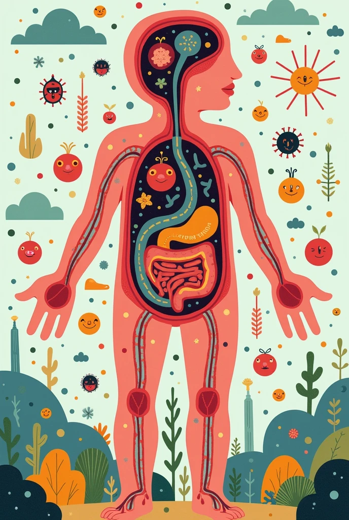 Representation of diabetes in the human body in a creative and playful way 