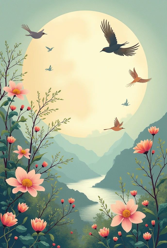 Flowers, birds, wind and moon、Ukiyo-e。