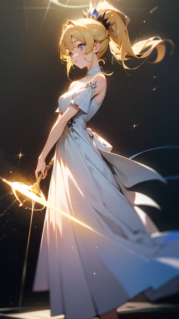 high resolution、Blonde、Perm Ponytail、の女god。
Neat and clean dresses、Full of elegance、Holds a wand of light。
god々しい女god