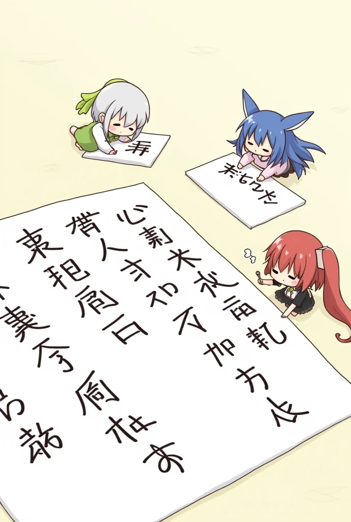 Many Japanese Characters Writing Jiragana Sheet of Paper 