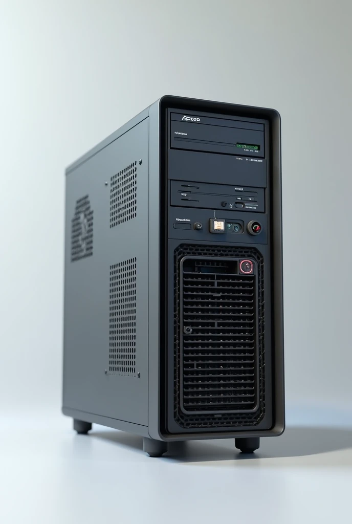 Draw me a system unit front panel and label all parts 3d