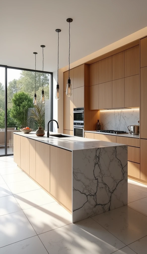create a beautiful kitchen with a counter in front