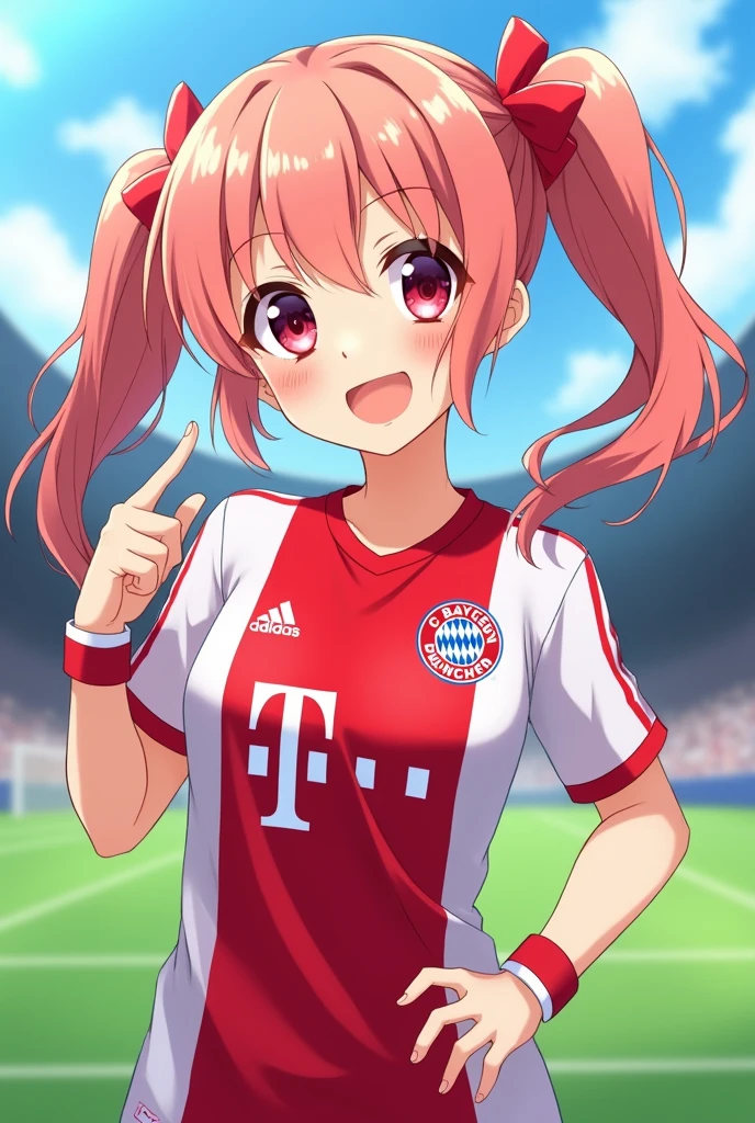 (anime girl) Kujou alisa Mikhailovna wearing bayren munchen football T-shirt