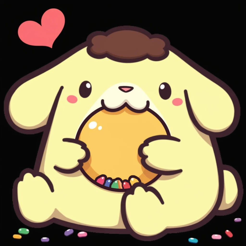 Pompurrin eating jelly beans 