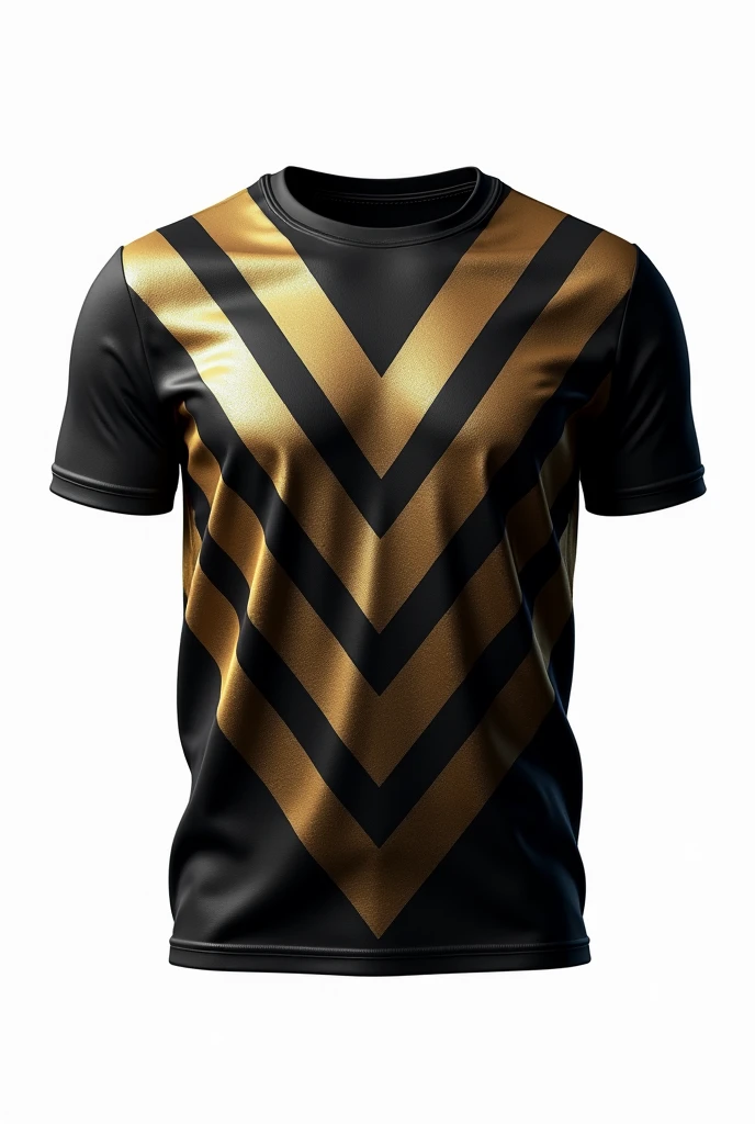 black and gold patterned t-shirt, on a white background