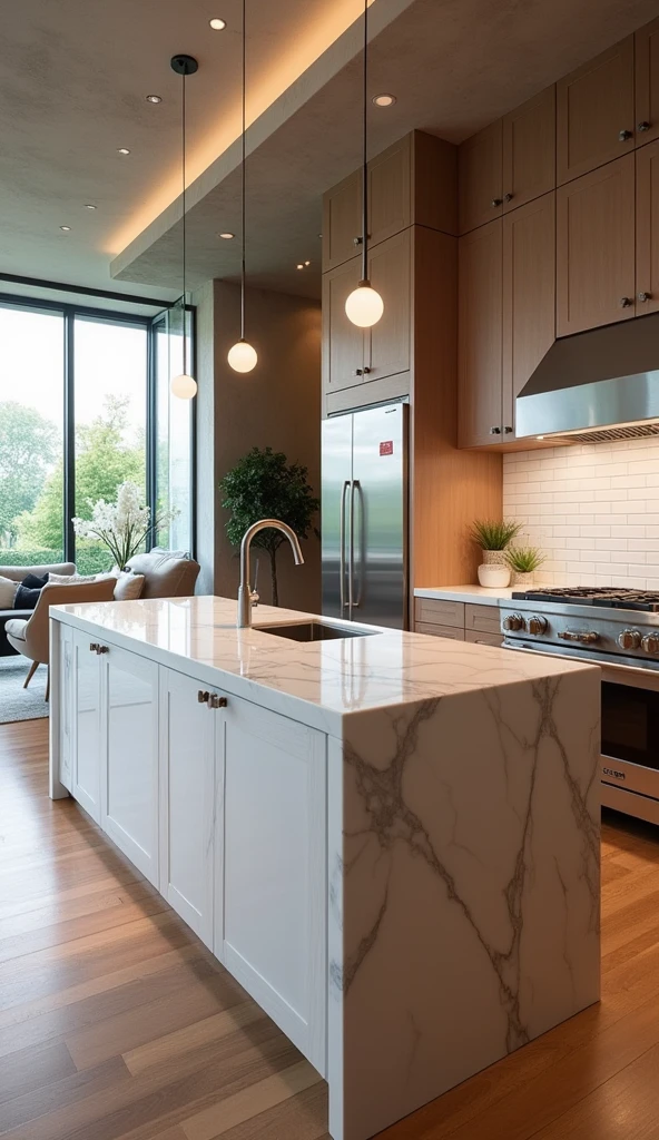 create a beautiful kitchen with a counter