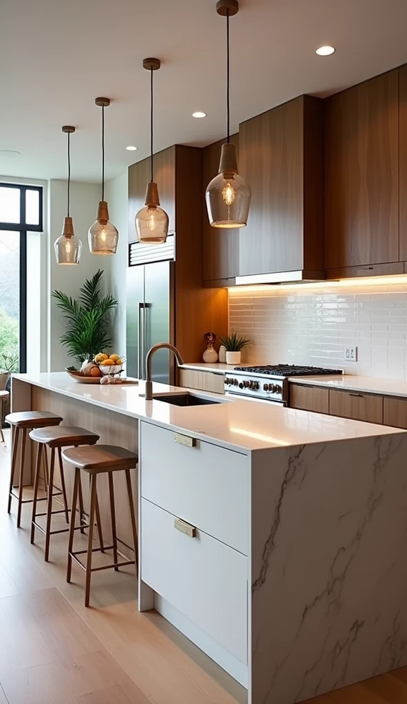 create a beautiful kitchen with a counter