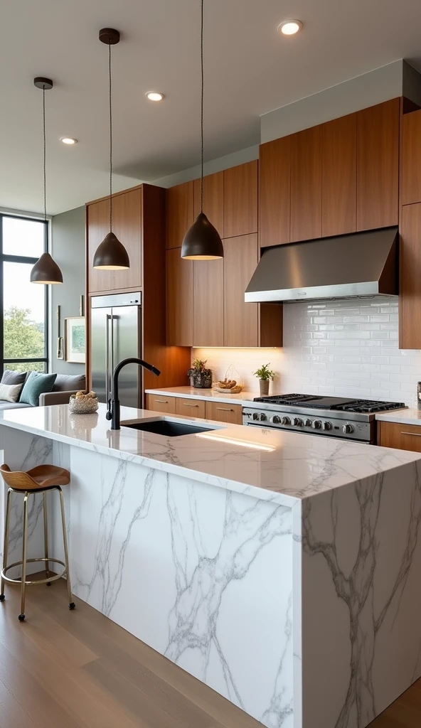 create a beautiful kitchen with a counter
