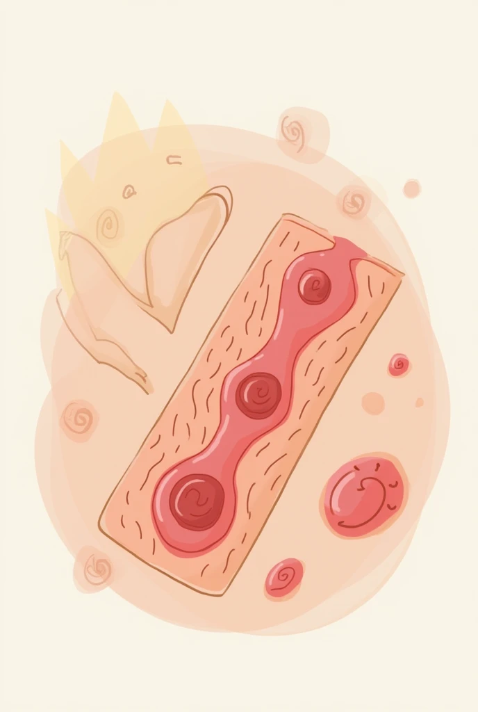 I am looking for an illustration of a SUPERFICIAL BURN with the following style:drawing style: Modern and vector, with smooth, clean lines, and vibrant colors. Cartoonish but realistic. Color: Using a palette of bright and contrasting colors that are pleasant and eye-catching. FORMAT: Illustrations arranged in a book or manual style. This illustration is intended for a guidance and training manual, so it must be clear, accessible and visually appealing."