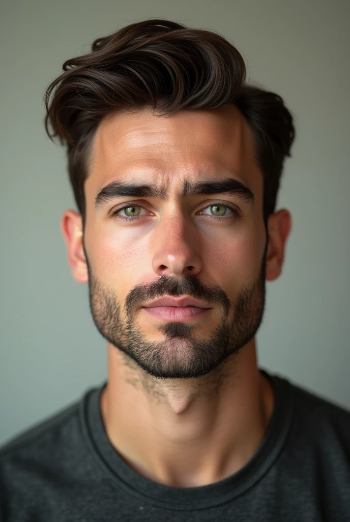 Photo of tall man with brown hair, green eyes, handsome with a profile from El Salvador and light skin