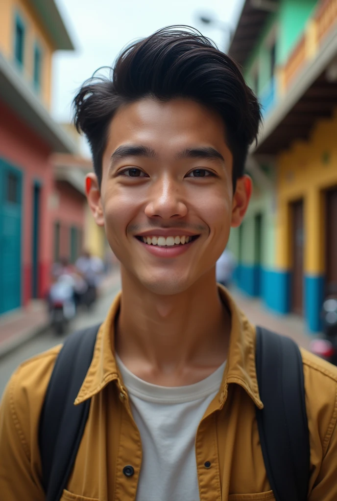His name is Adam Dumont, He is 20 years old, His nationality is Thai, Lives in Colombia, He is a journalism student