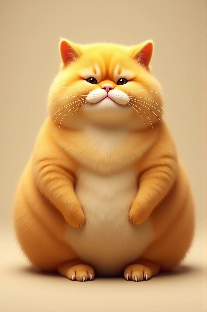 A super realistic photo of a fat yellow cat