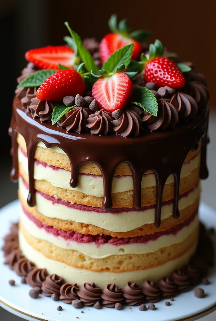 Ce gâteau est un délice sucré et moelleux, parfait pour célébrer la fête d'anniversaire. Il est composé de plusieurs couches de génoise légère, alternant entre une saveur de vanille et une saveur de chocolat. La génoise est imbibée d'un sirop parfumé au rhum, qui ajoute une note chaleureuse et réconfortante.
La garniture entre les couches est une crème au beurre à la vanille, légère et onctueuse. Elle est parsemée de pépites de chocolat noir pour une touche de gourmandise supplémentaire. Sur le dessus du gâteau, une fine couche de glaçage au chocolat brillant recouvre le tout, décorée avec des motifs en spirale et des étoiles en sucre.
Pour la touche finale, des fraises fraîches et des feuilles de menthe sont disposées sur le dessus du gâteau, apportant une note fruitée et colorée. Ce gâteau est un hommage sucré et délicieux pour célébrer un père exceptionnel ! 🎂👨👧👦 Avec le nom Éric AKOUETE